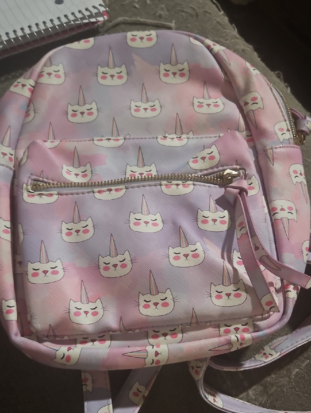 Under One Sky Pink Purple Unicorn Cat Mini Backpack